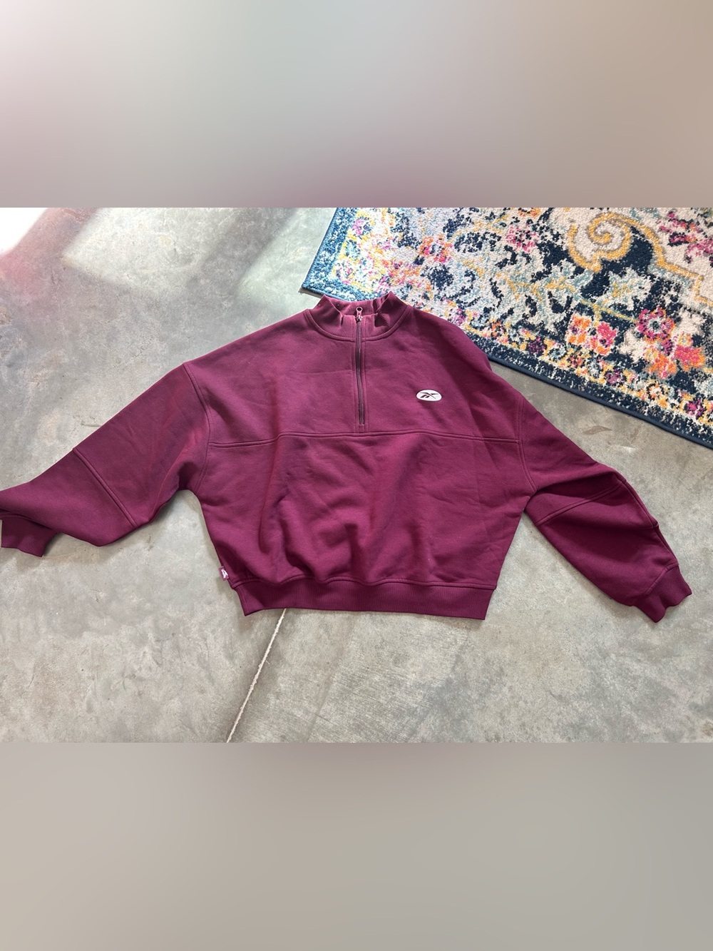 Reebok Women's Burgundy Half-Zip Pullover Sweatshirt